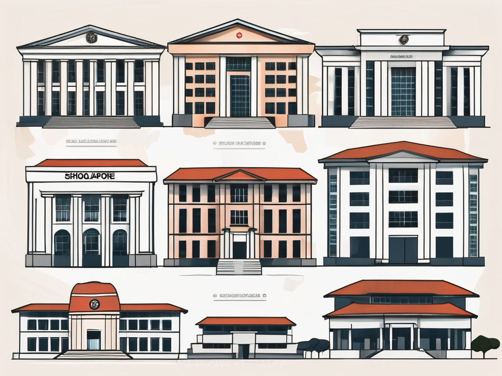 Seven iconic school buildings representing singapore and other global locations