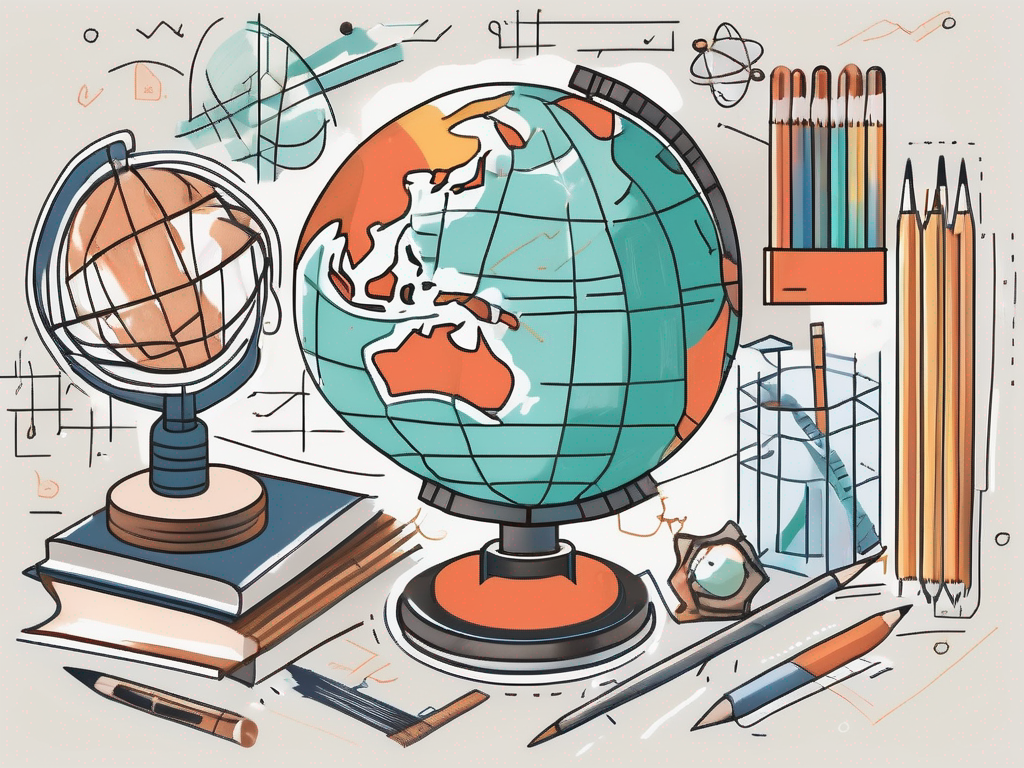 A diverse array of educational tools and symbols