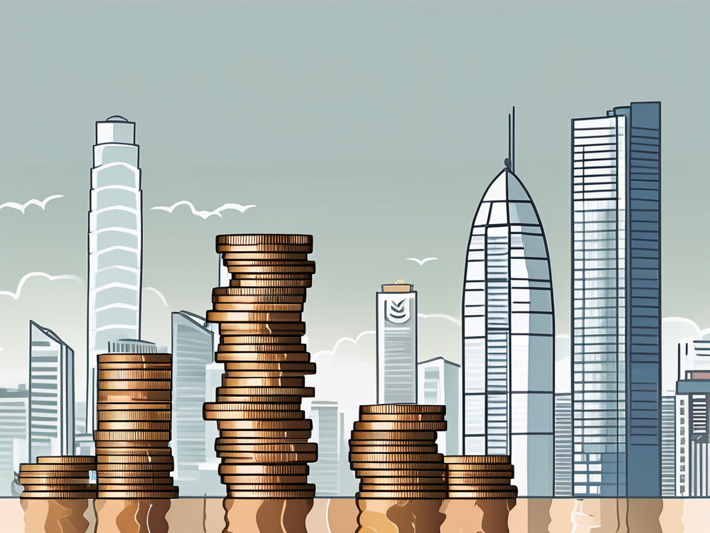 Six different stacks of coins