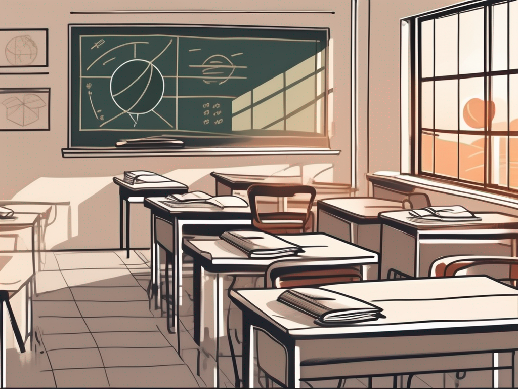 A classroom setting in thailand with a chalkboard