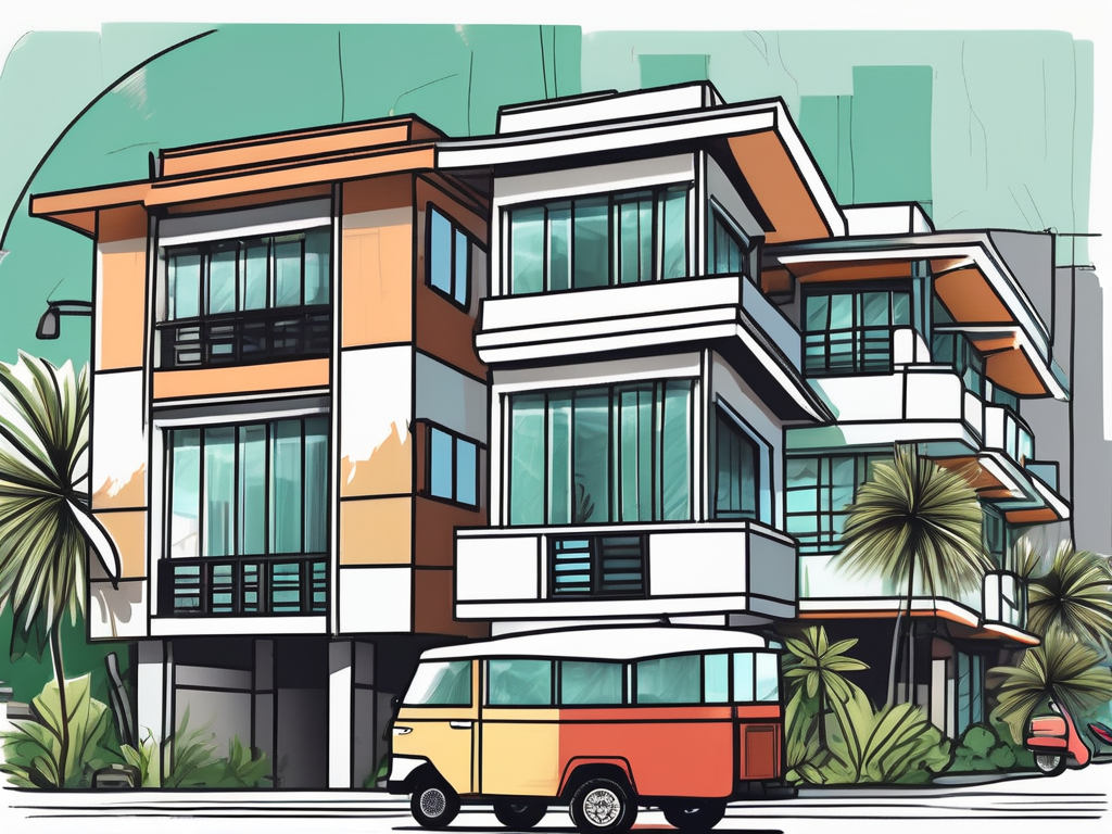 Various types of housing options like an apartment building