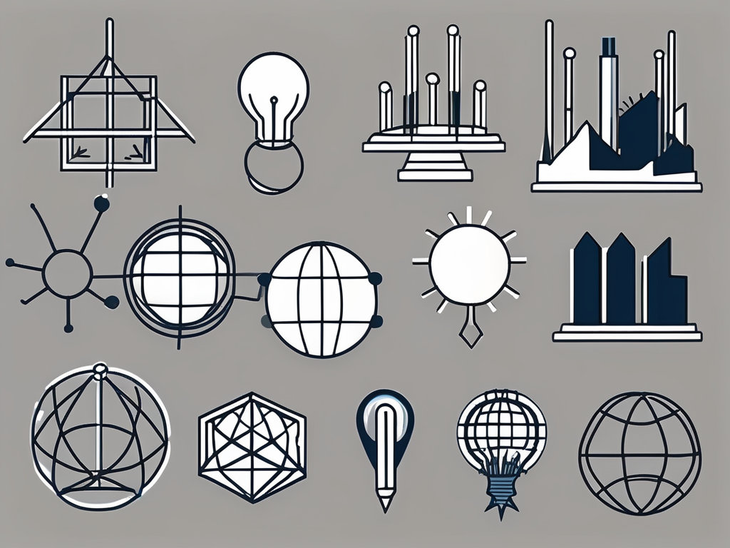 Various symbolic elements representing professional networking such as conference badges