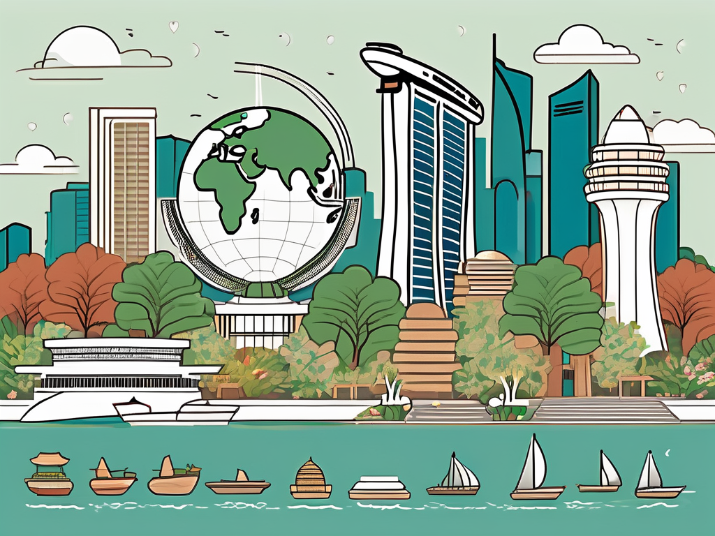 A diverse collection of singapore landmarks