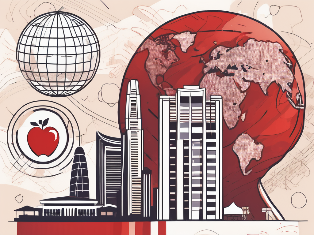 A diverse array of symbolic elements representing teaching and singaporean culture