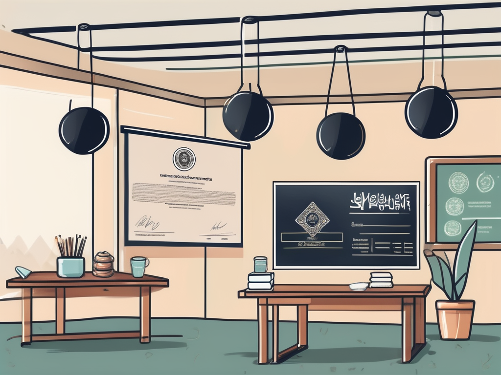 A classroom setting with thai cultural elements