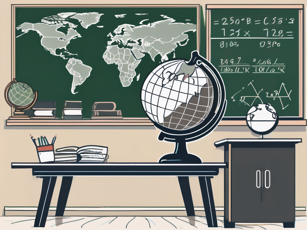 A classroom setting with an apple on a desk