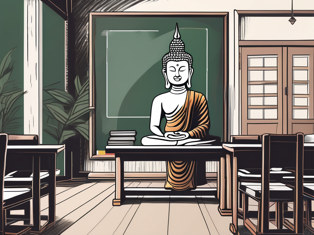 A classroom setting with thai cultural elements