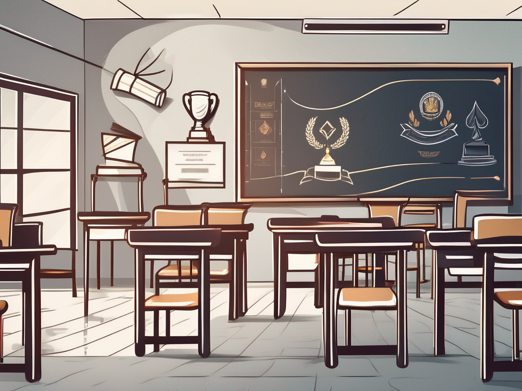 A thai classroom setting with a chalkboard