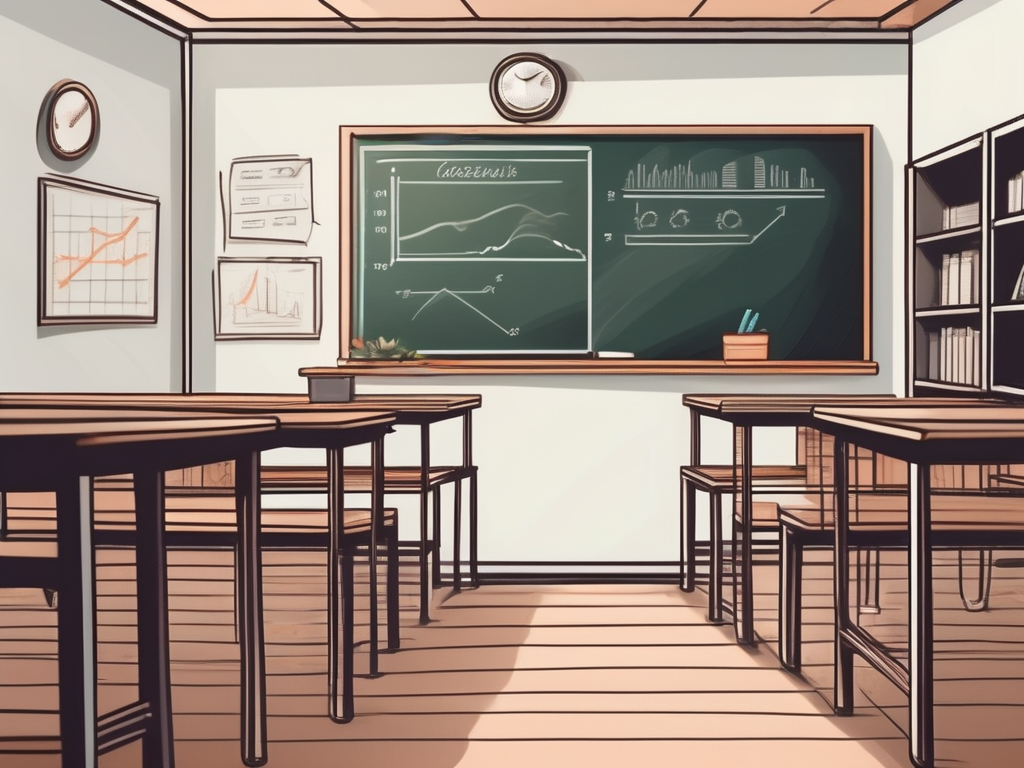 A classroom setting in thailand with a teacher's desk