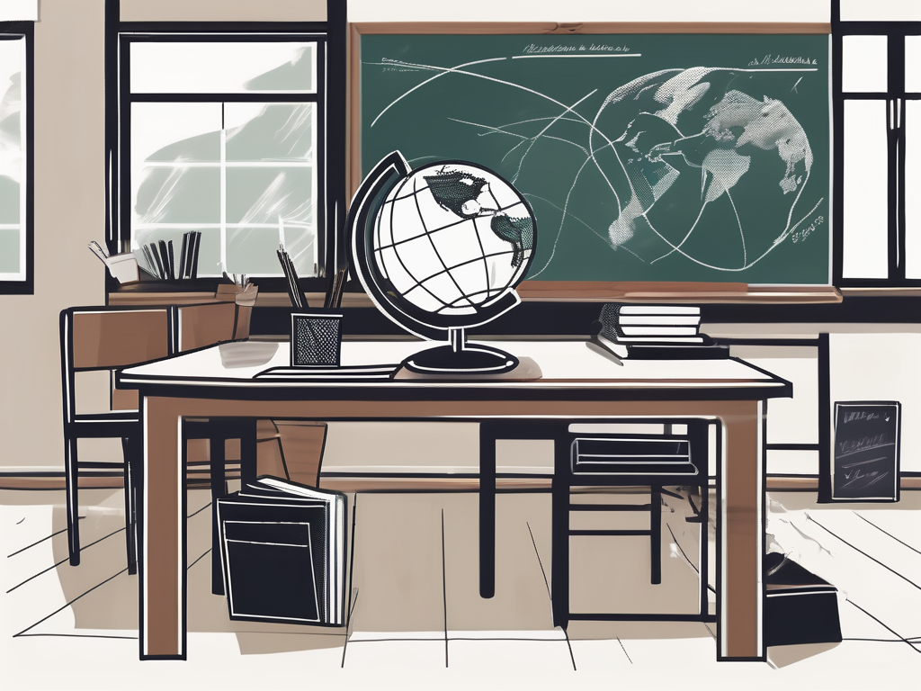 A classroom setting in thailand with scattered teaching materials like books