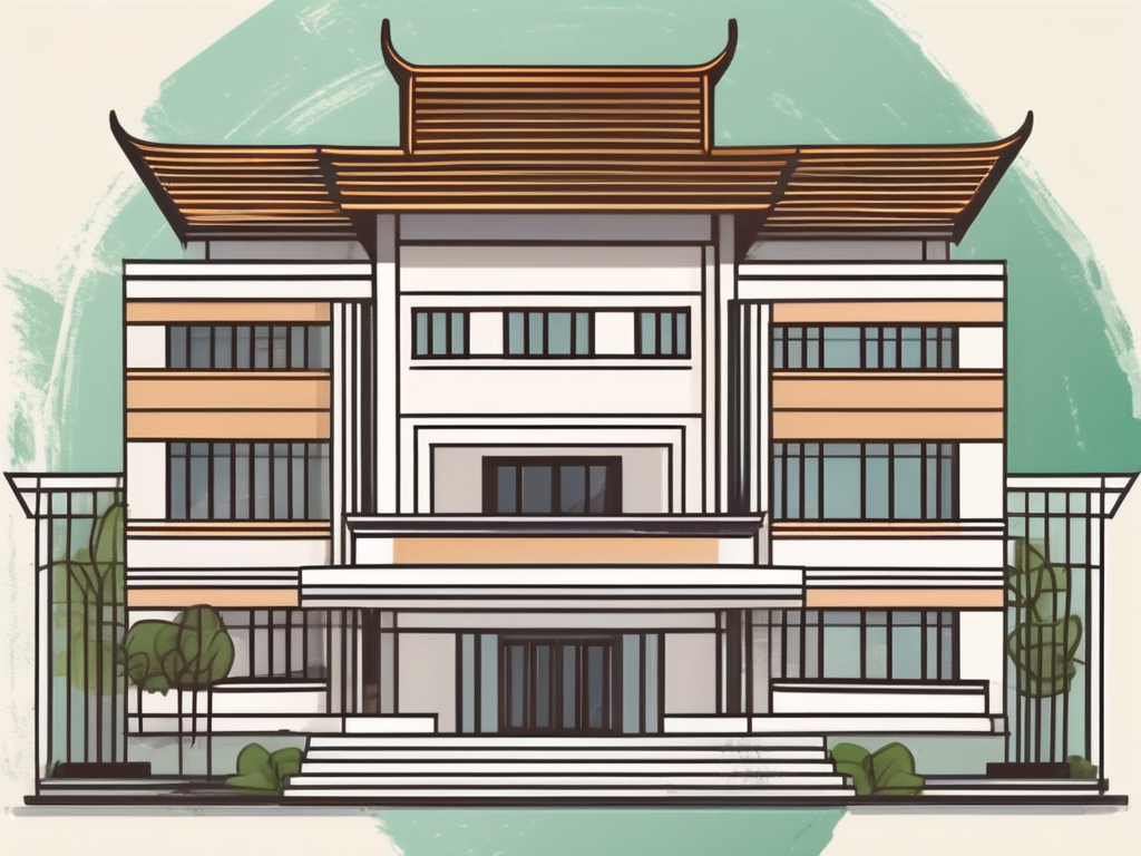 An international school building in thailand with a background of thai culture elements