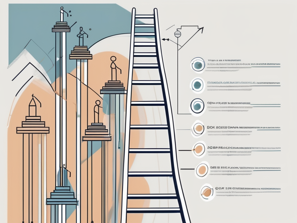 A symbolic ladder leaning against an abstract representation of thailand