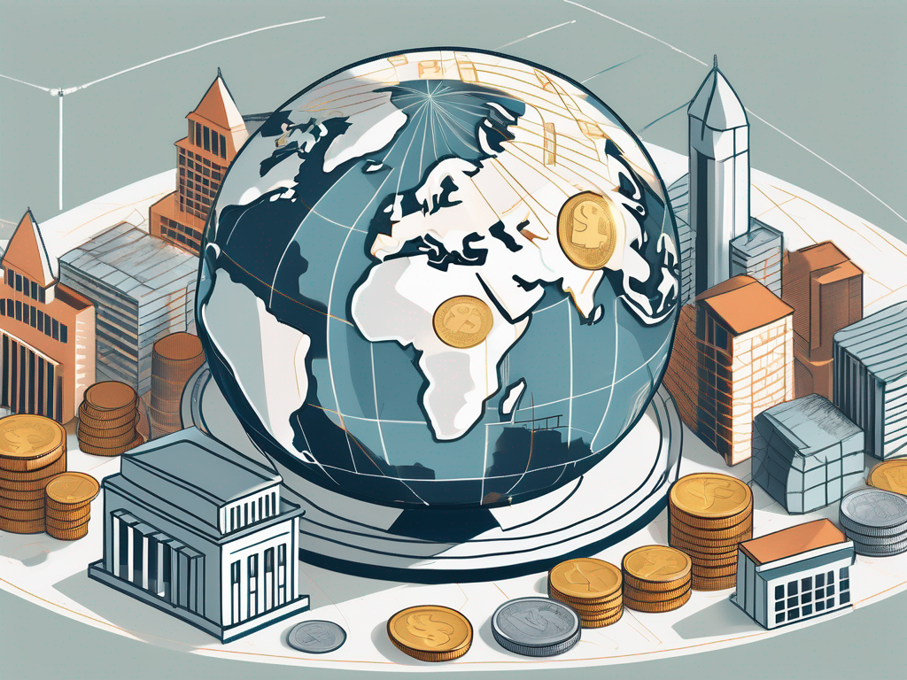 A globe with various international school buildings scattered around