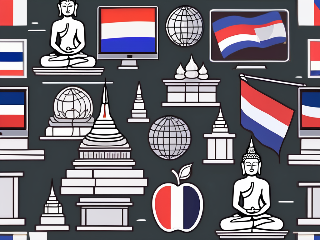 A classroom scene in thailand with a chalkboard