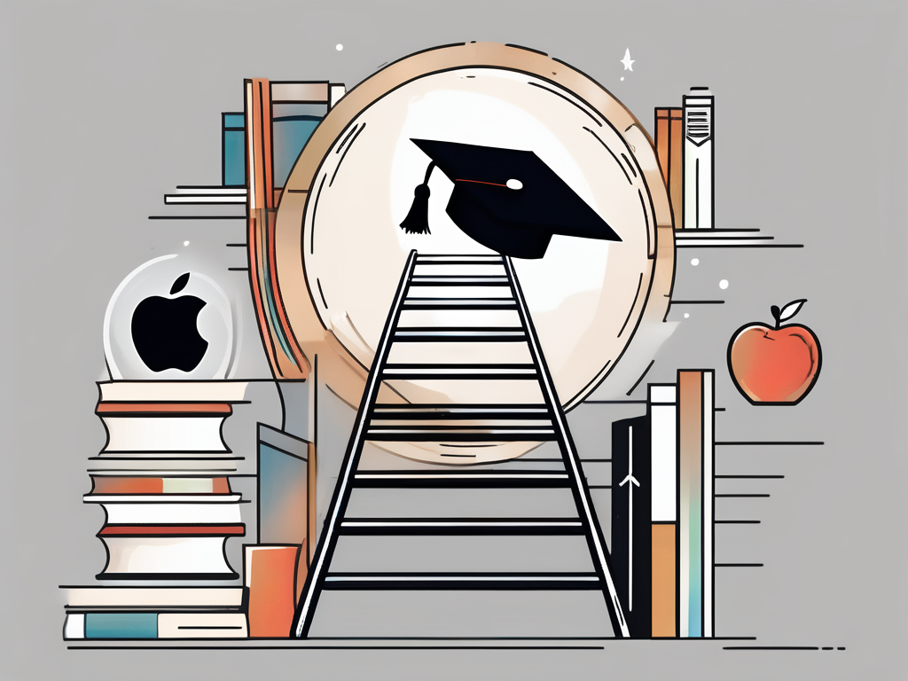A ladder ascending towards a graduation cap