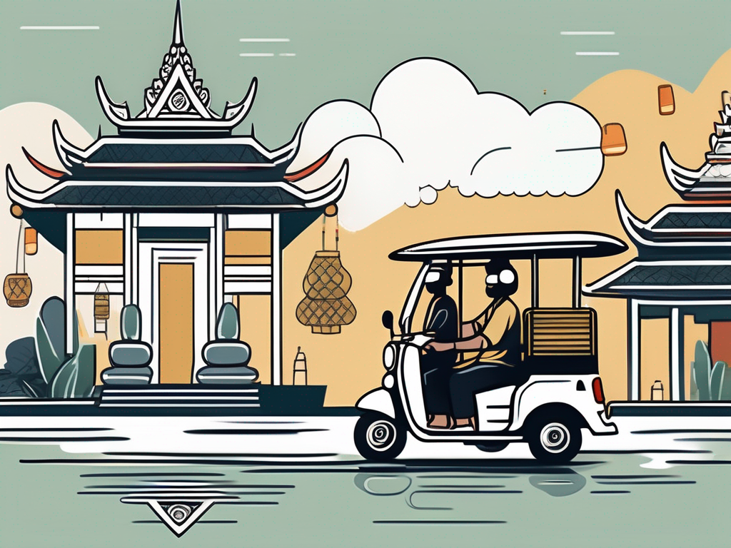 Iconic thai elements like a temple