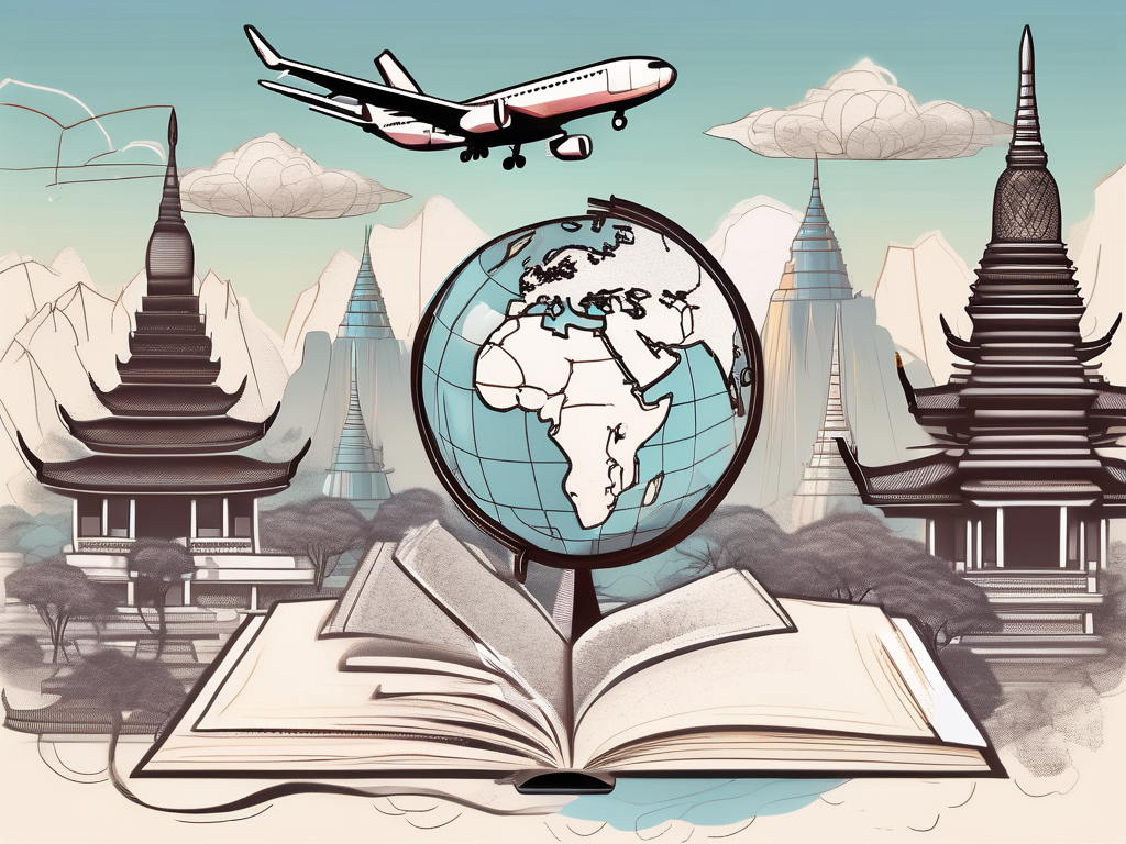 A scenic thai landscape with notable landmarks