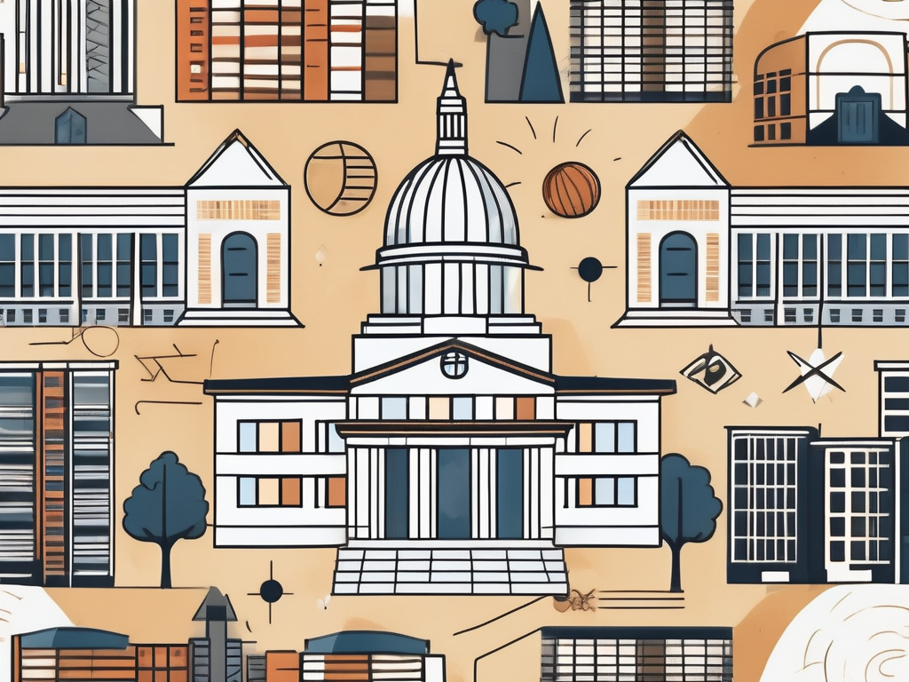 A diverse array of iconic school buildings from around the world