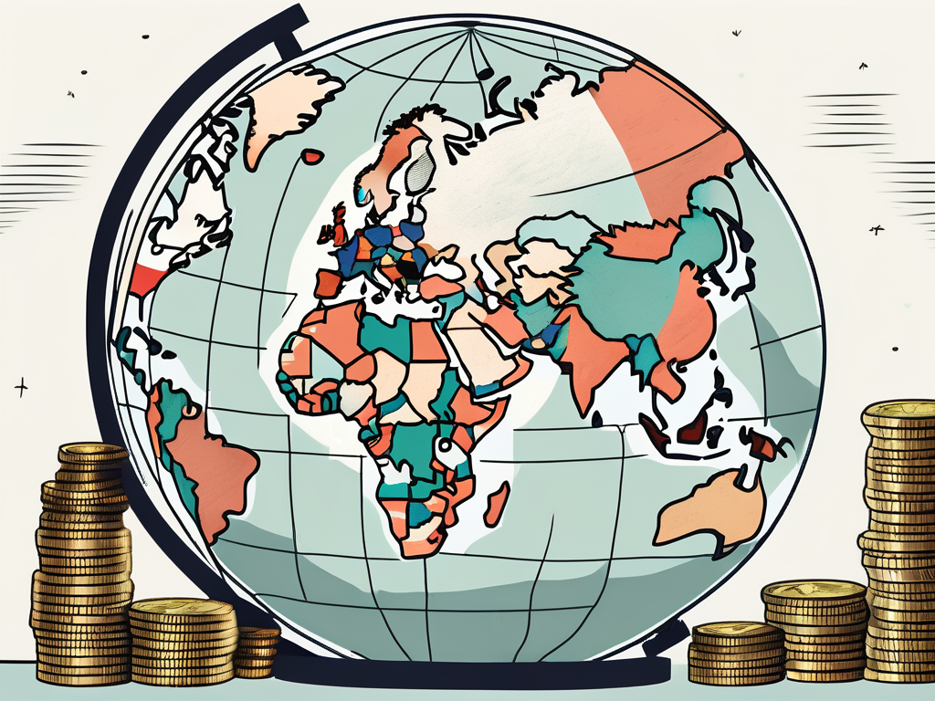 A globe with various countries highlighted