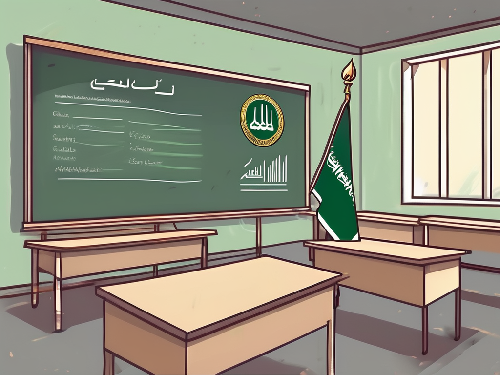 A classroom with a chalkboard