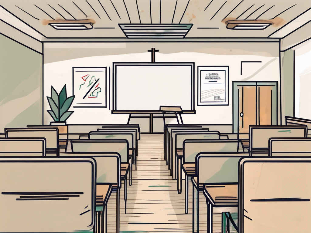 A classroom with saudi arabian cultural elements and an ipgce certificate prominently displayed