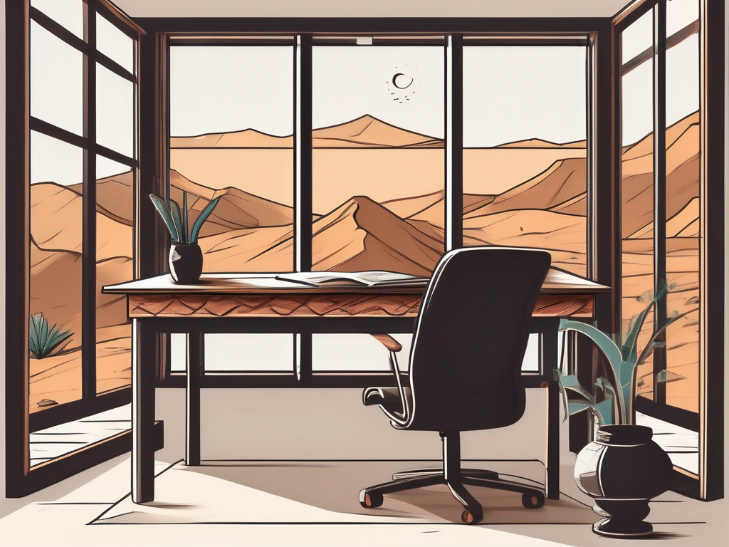 A classroom setting with a desk