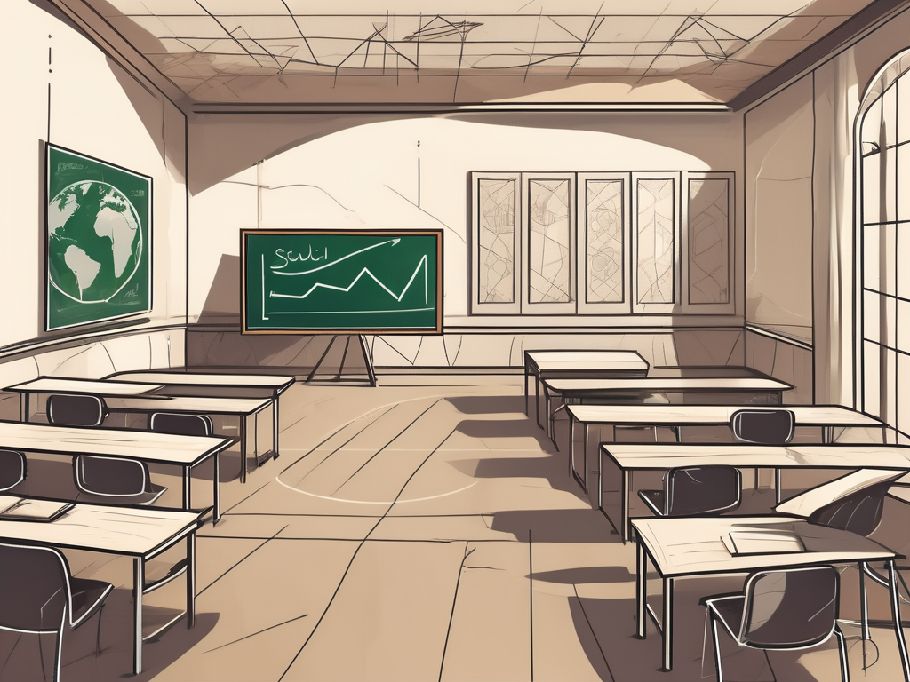 A classroom setting with saudi arabian architectural elements in the background