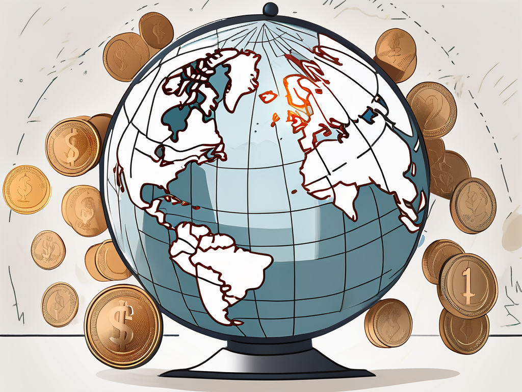 A globe with various international schools marked on it