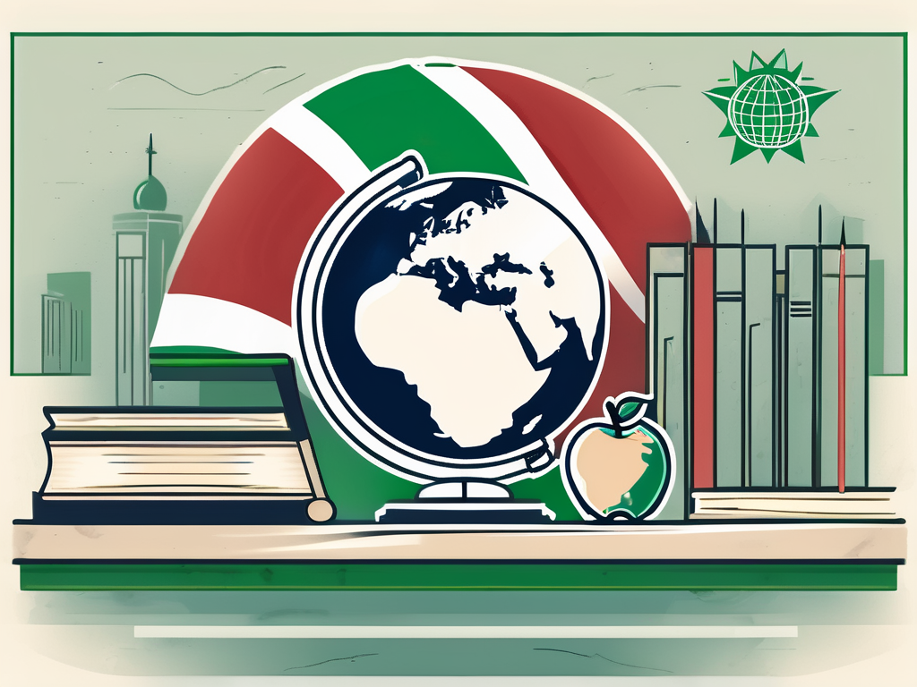 A public school in saudi arabia with a flag