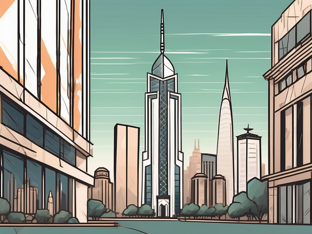 A school building with a price tag hanging off it