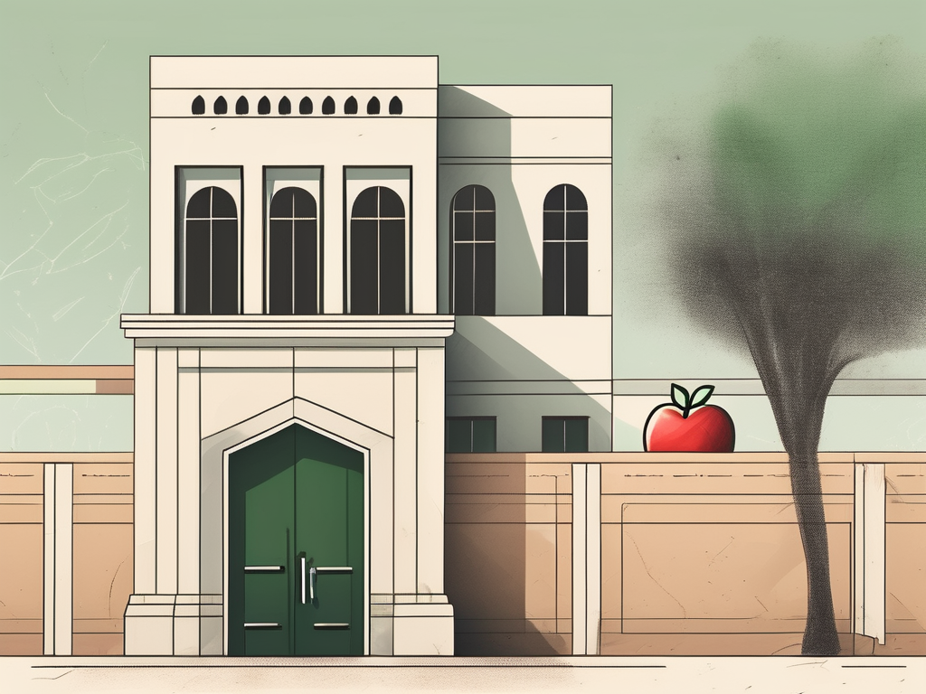 A traditional saudi arabian school building with separated entrances