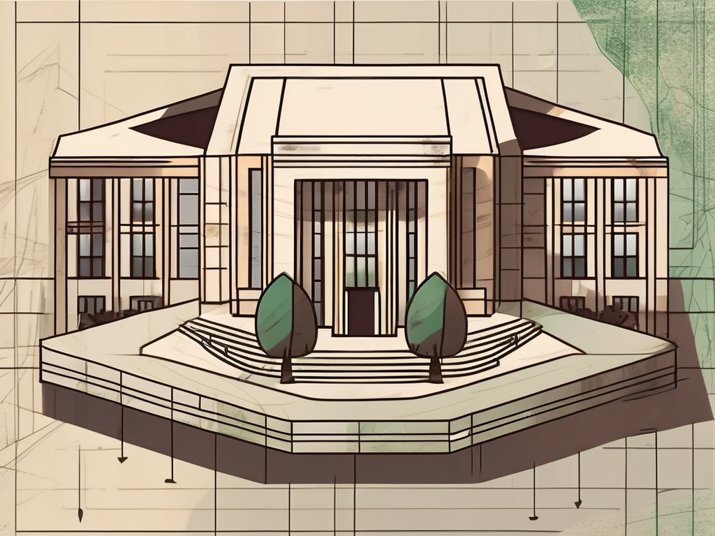 A saudi arabian school building with a symbolic representation of currency