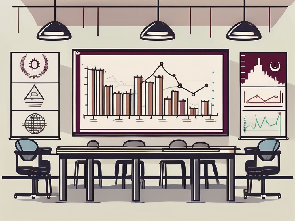 A classroom setting with various international symbols