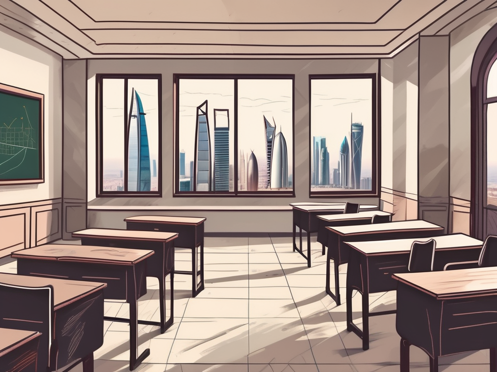 A classroom with a chalkboard