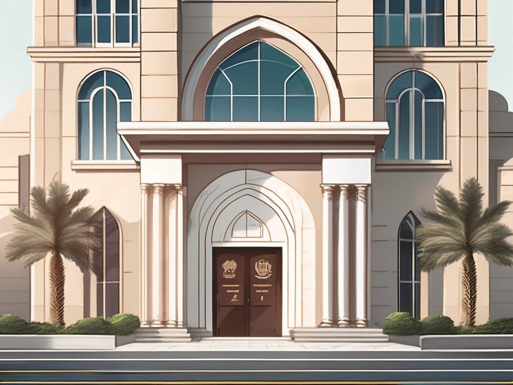 A private school building in dubai with a subtle representation of currency