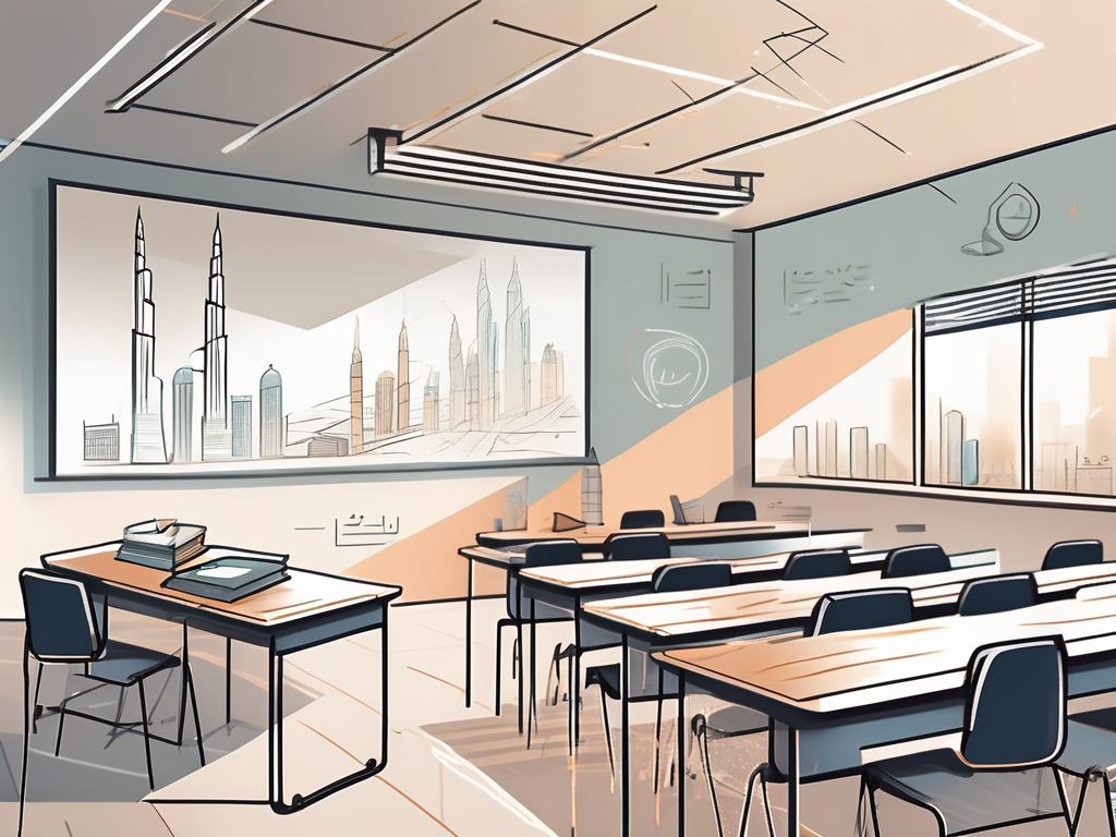A modern classroom setting in dubai with various teaching tools and resources