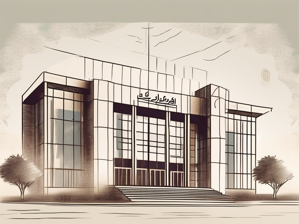 A dubai school building with a symbolic representation of currency