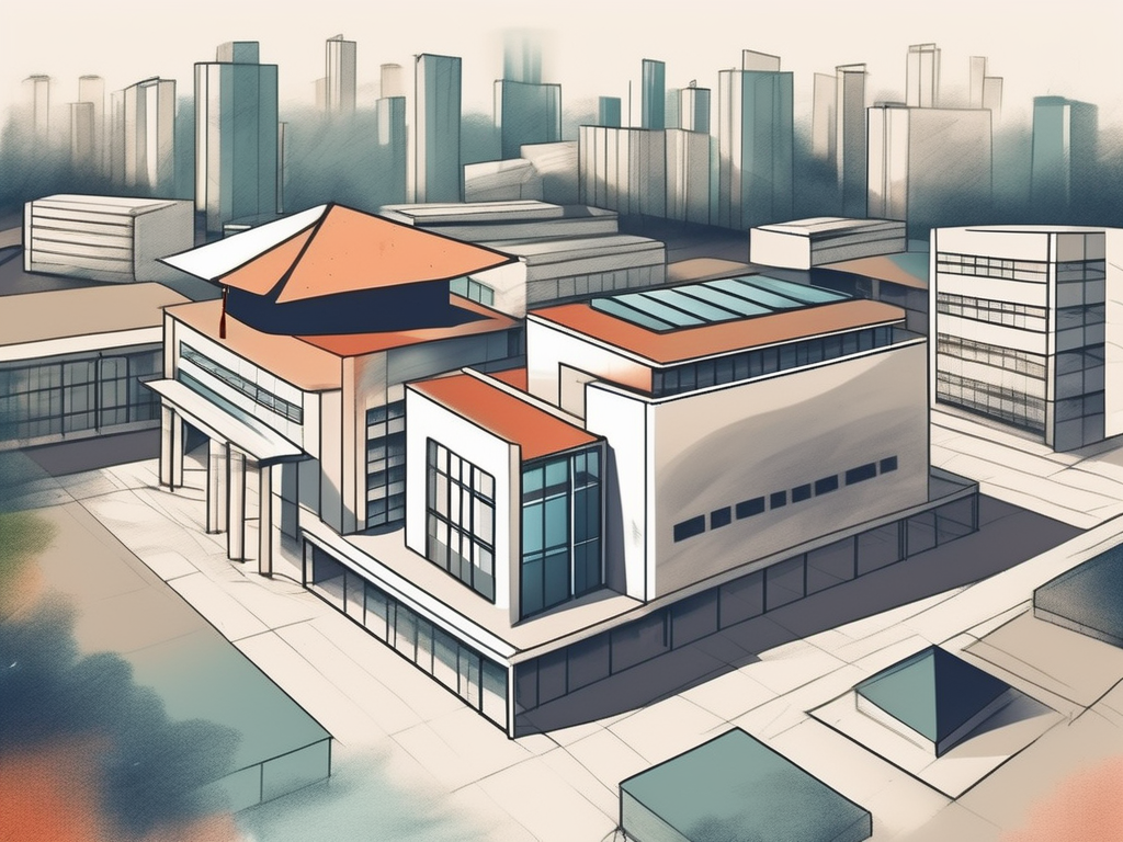 A diverse array of international school buildings from various countries