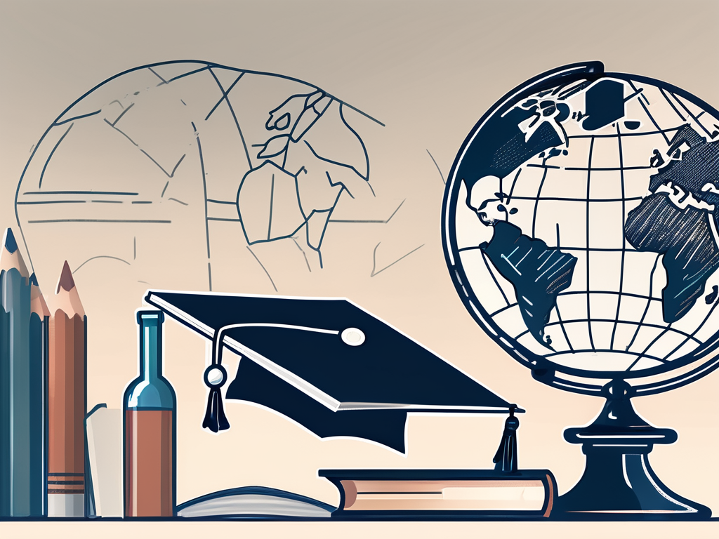 A classroom setting with a globe