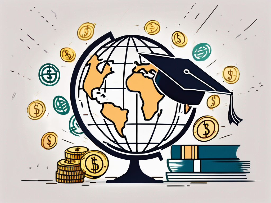 A globe with different currency symbols