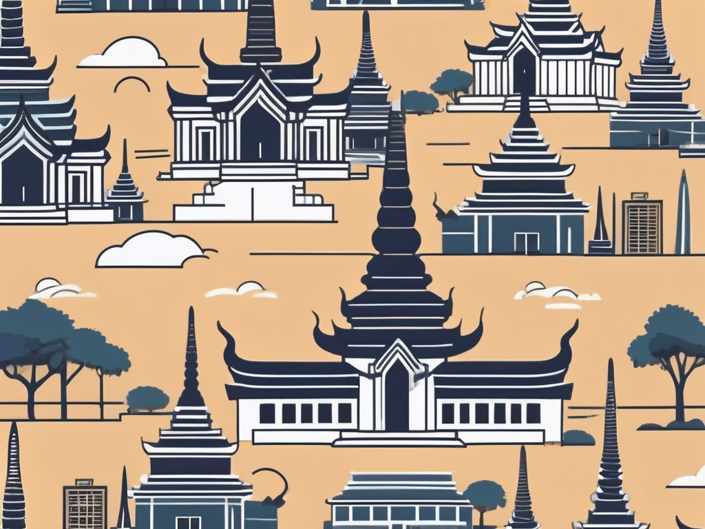 A scenic thailand landscape with prominent landmarks