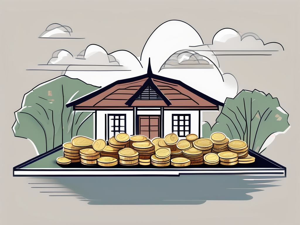 A typical thai landscape with a school building in the background