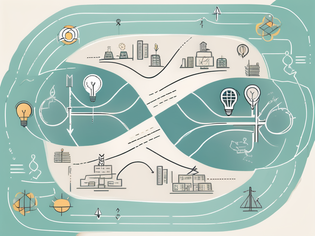 Two distinct paths diverging from a starting point