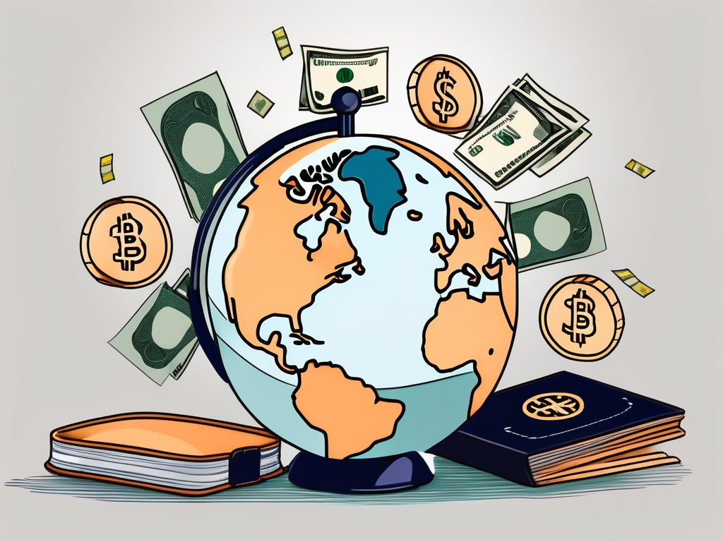 A globe with different currency symbols scattered around it