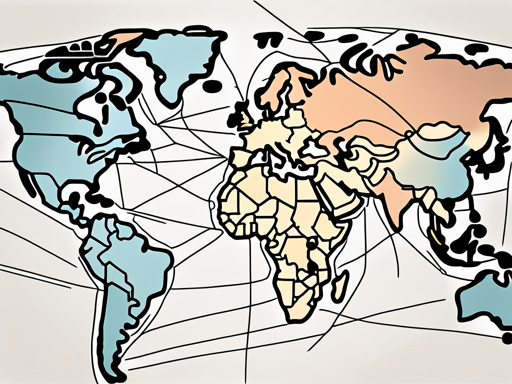 A global map highlighting india and various other countries