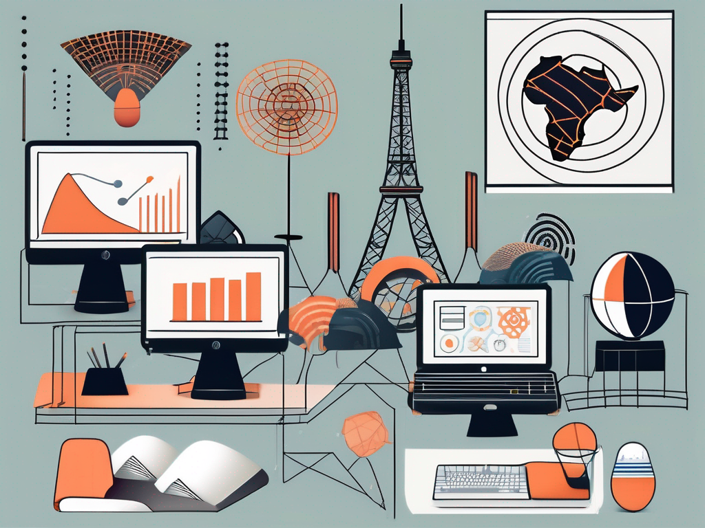 A diverse array of symbolic cultural items (like a japanese fan