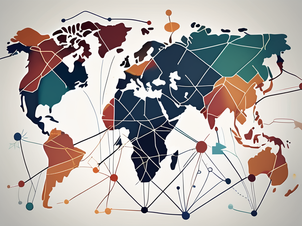 A diverse set of speech bubbles interconnected in a global map