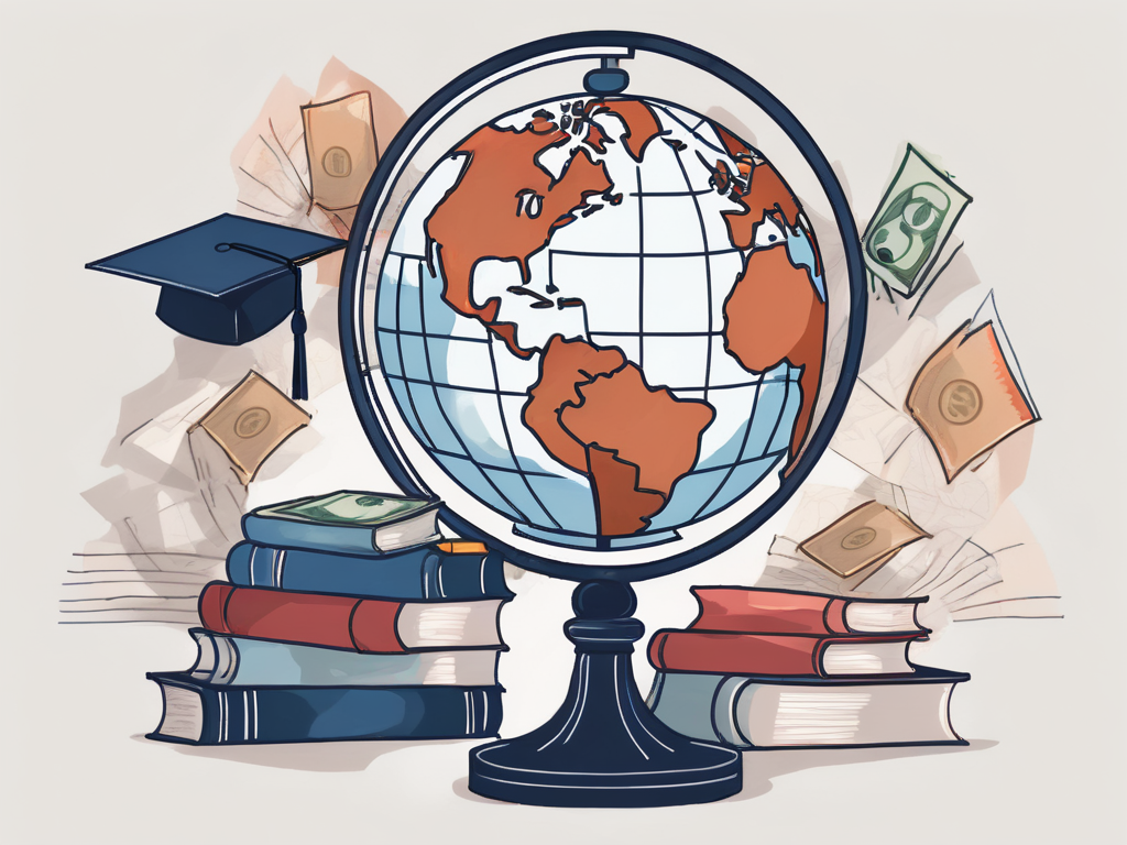 A globe with various international currencies symbolizing the salary