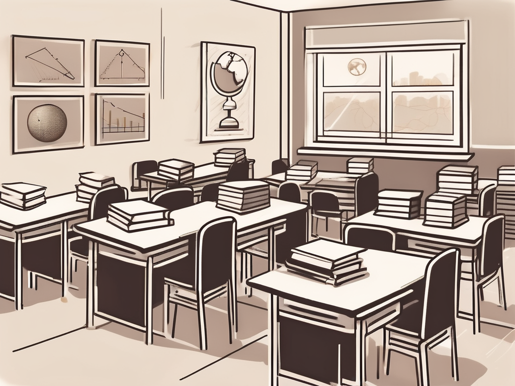 A classroom setting in an international school with different educational tools like books