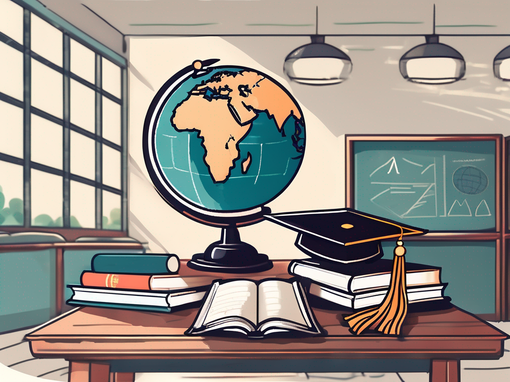 A classroom setting with a chalkboard